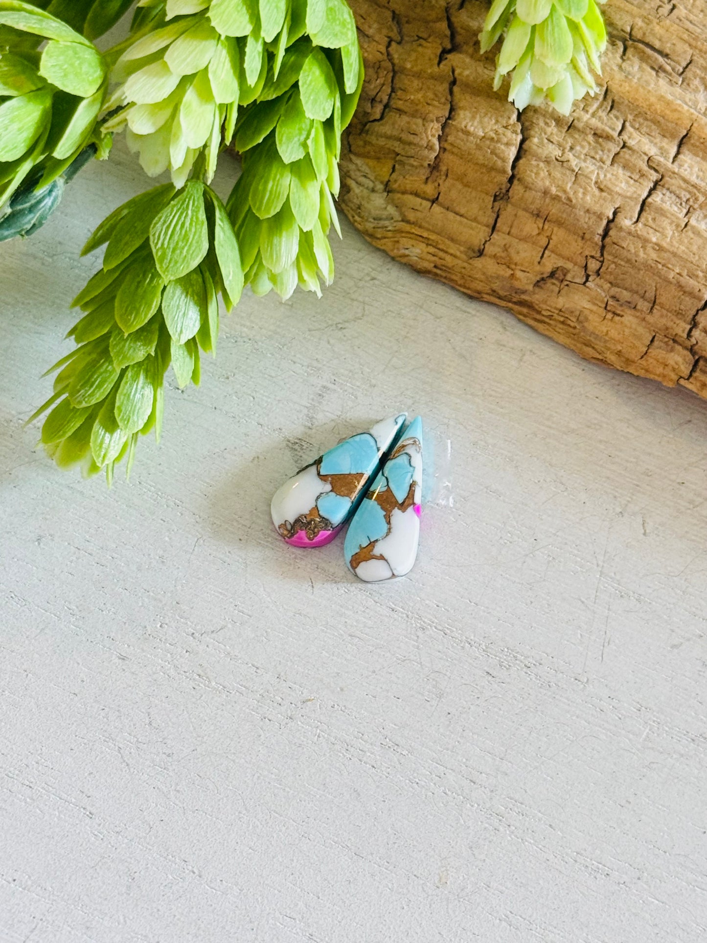 Cotton Candy Dahlia Composite Matching Earring Cabs