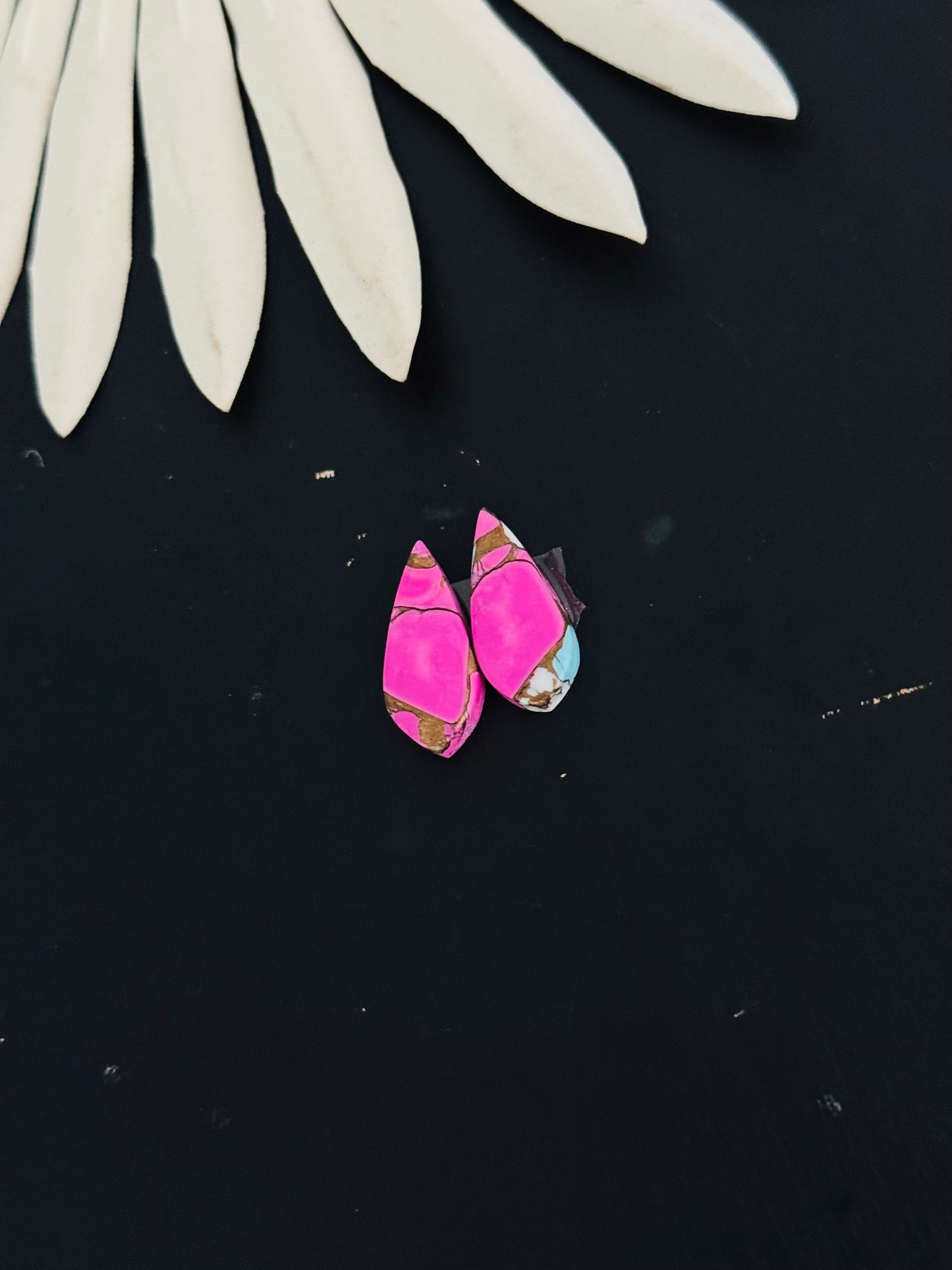 Cotton Candy Dahlia Composite Matching Earring Cabs