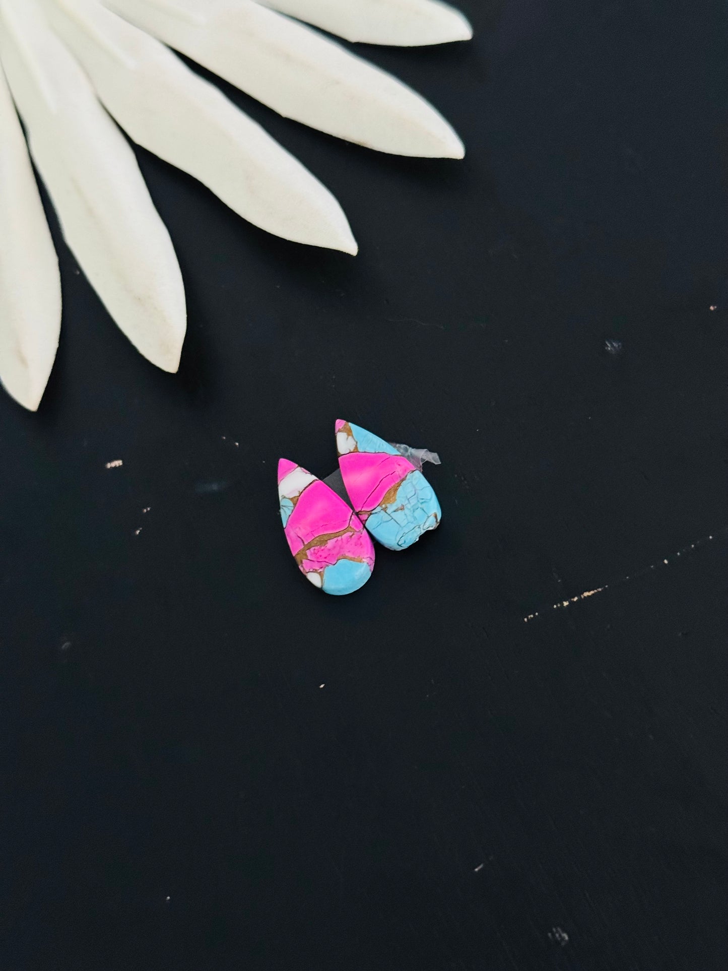 Cotton Candy Dahlia Composite Matching Earring Cabs
