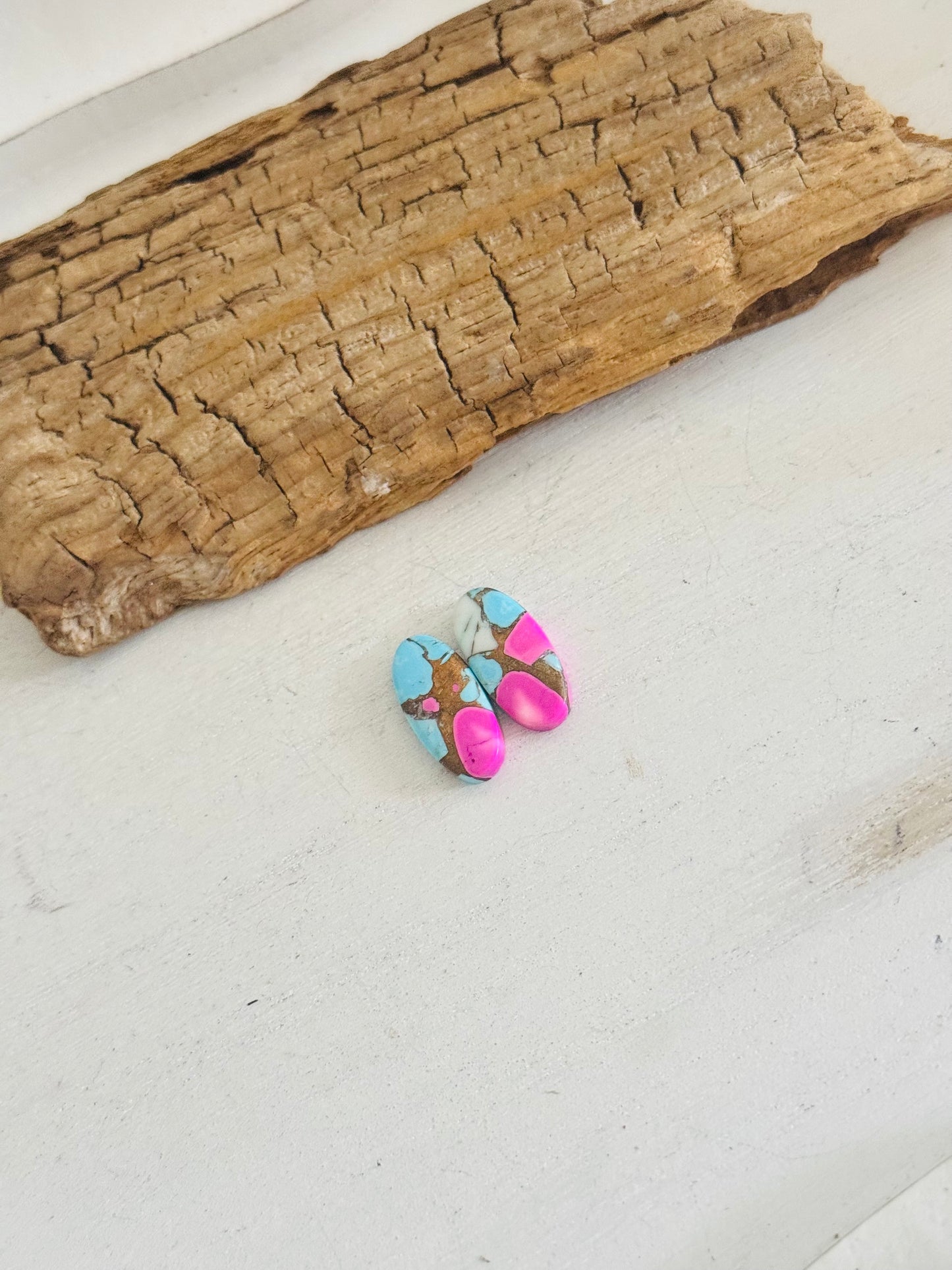 Cotton Candy Dahlia Composite Matching Earring Cabs