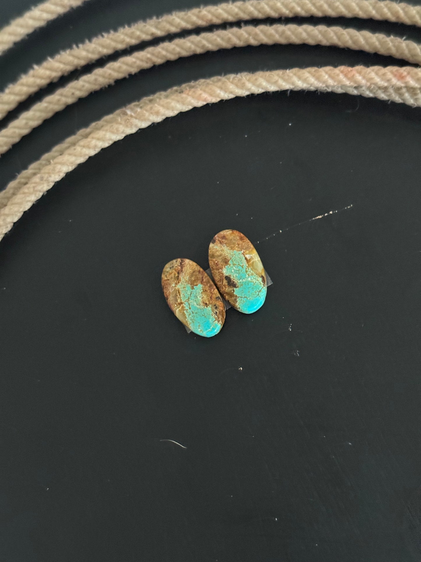 #8 Turquoise Earring Pair Cabs