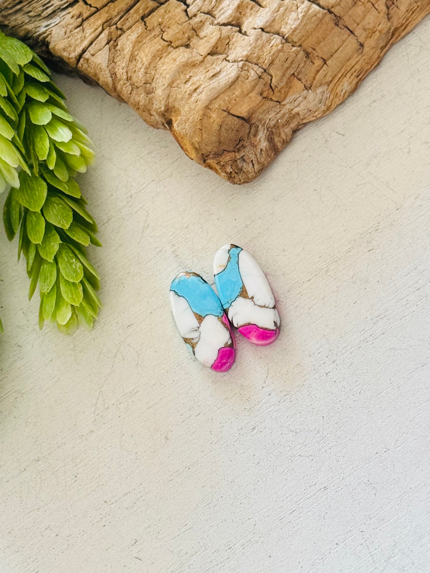 Cotton Candy Dahlia Composite Matching Earring Cabs
