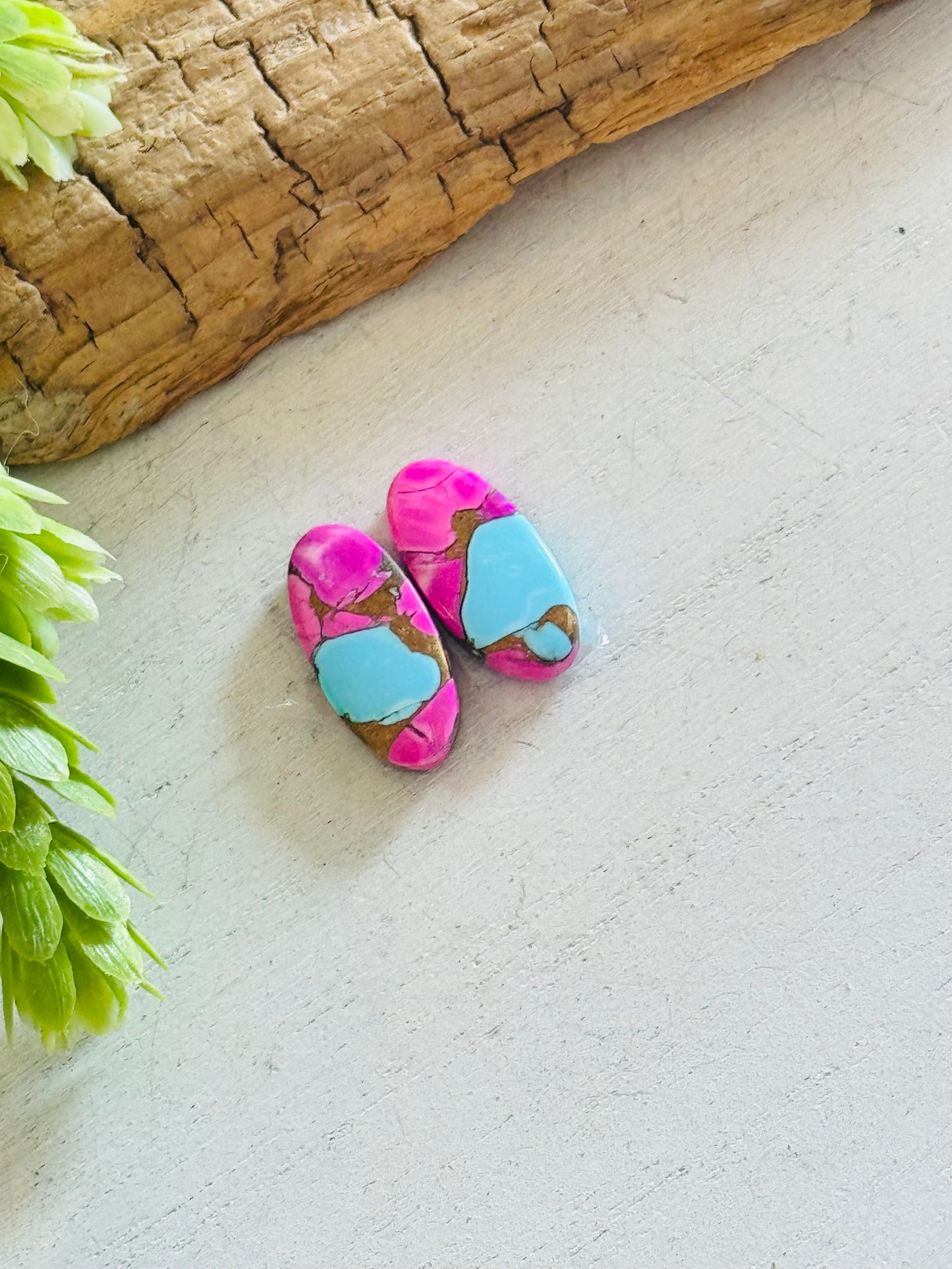 Cotton Candy Dahlia Composite Matching Earring Cabs