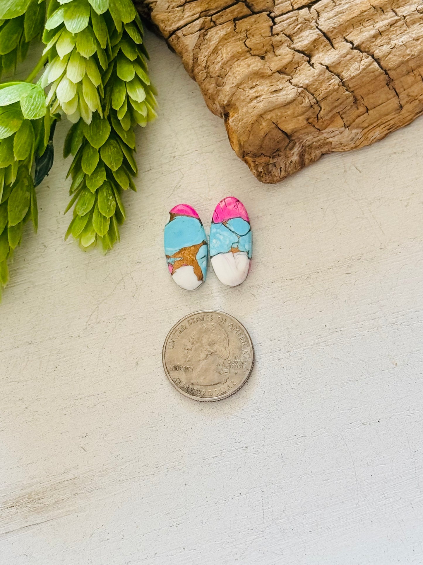 Cotton Candy Dahlia Composite Matching Earring Cabs