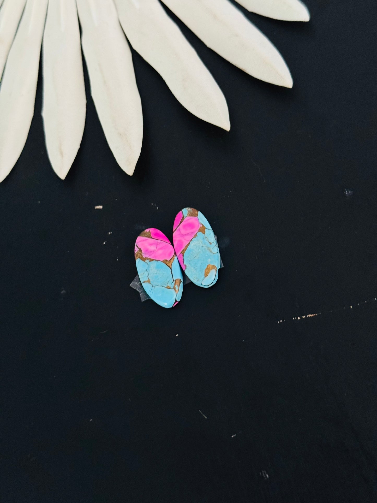Cotton Candy Dahlia Composite Matching Earring Cabs