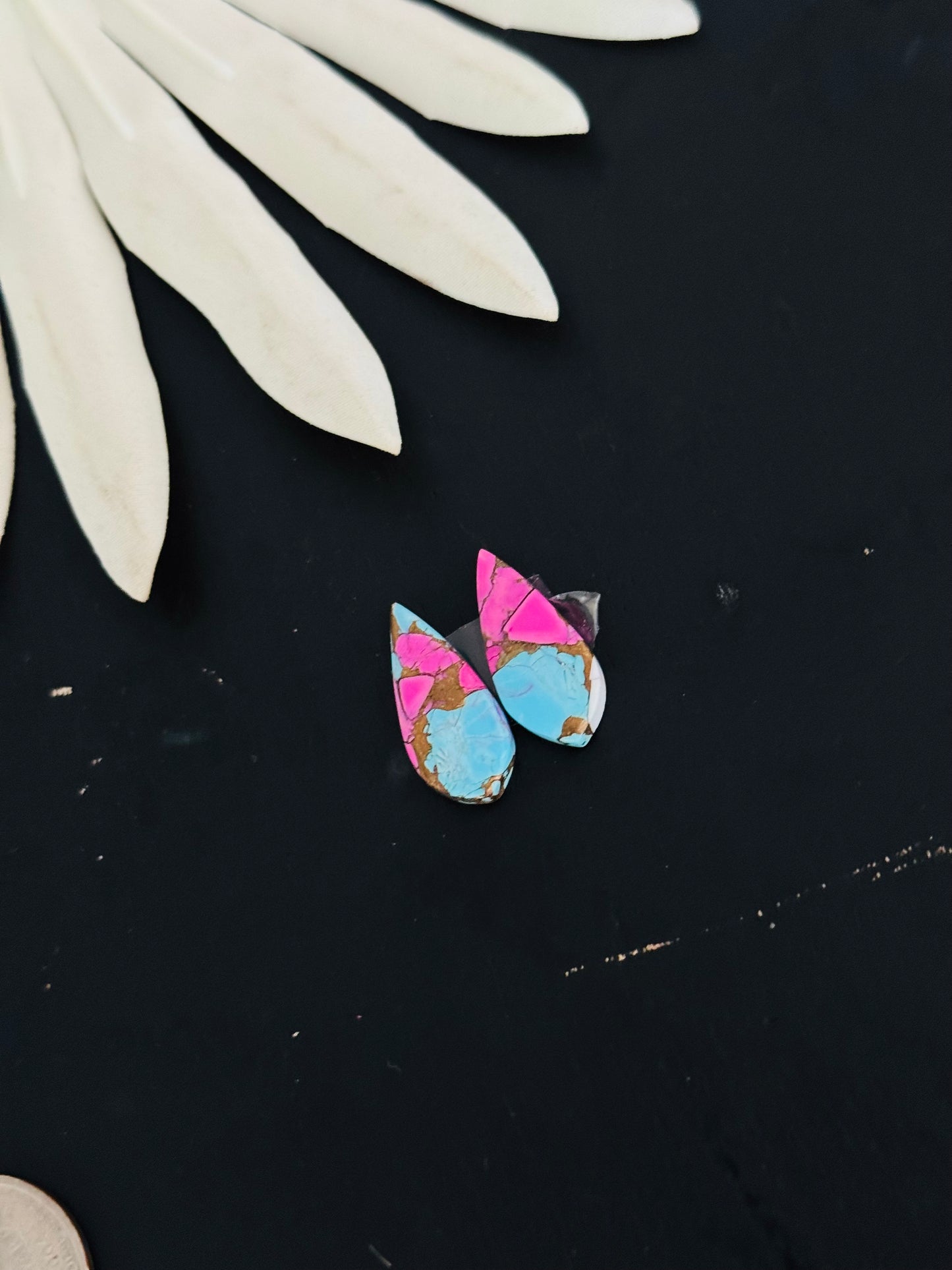 Cotton Candy Dahlia Composite Matching Earring Cabs