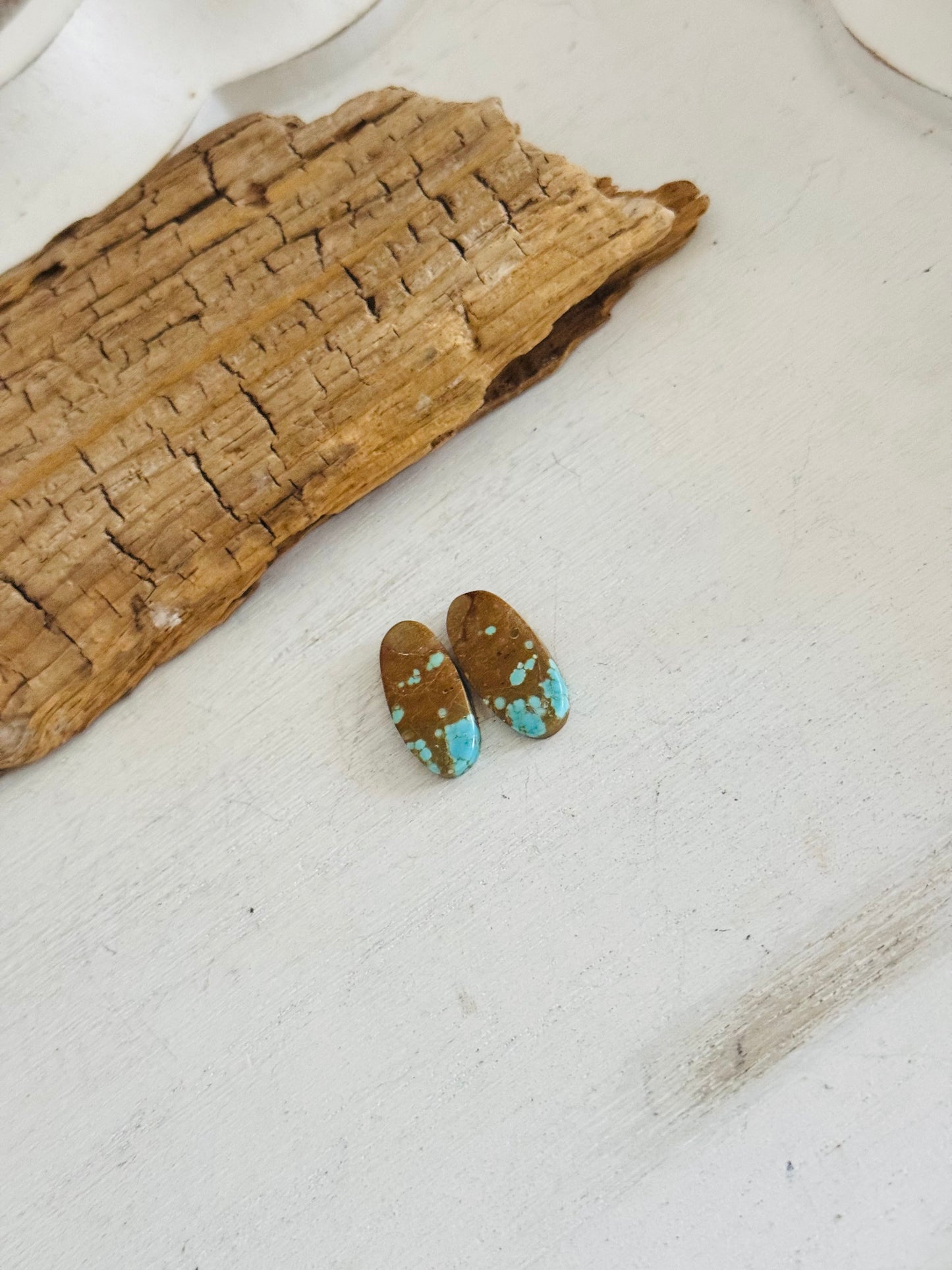 #8 Turquoise Earring Pair Cabs