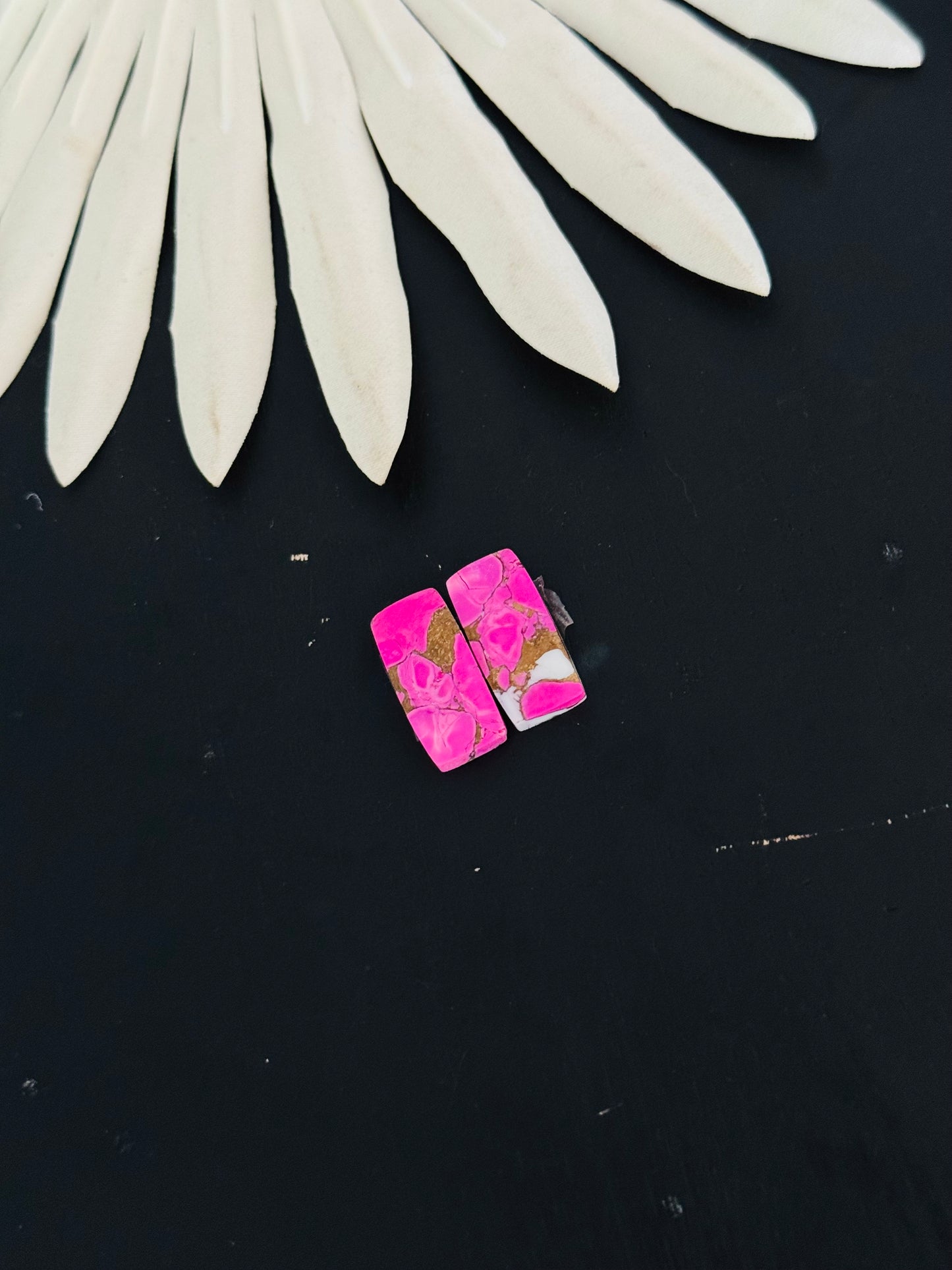 Cotton Candy Dahlia Composite Matching Earring Cabs