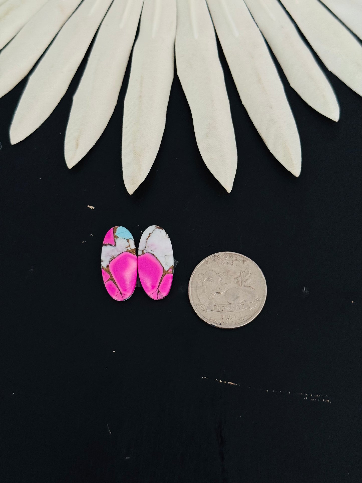 Cotton Candy Dahlia Composite Matching Earring Cabs