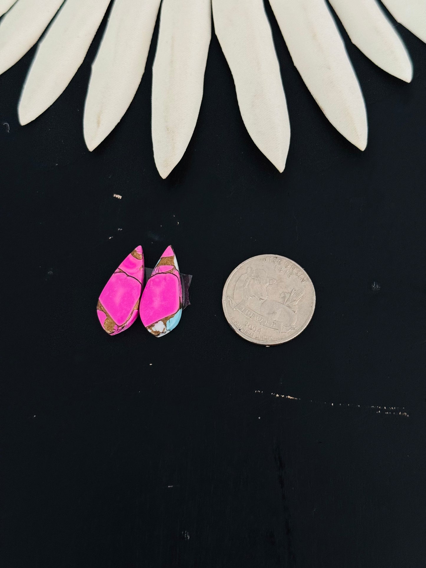 Cotton Candy Dahlia Composite Matching Earring Cabs