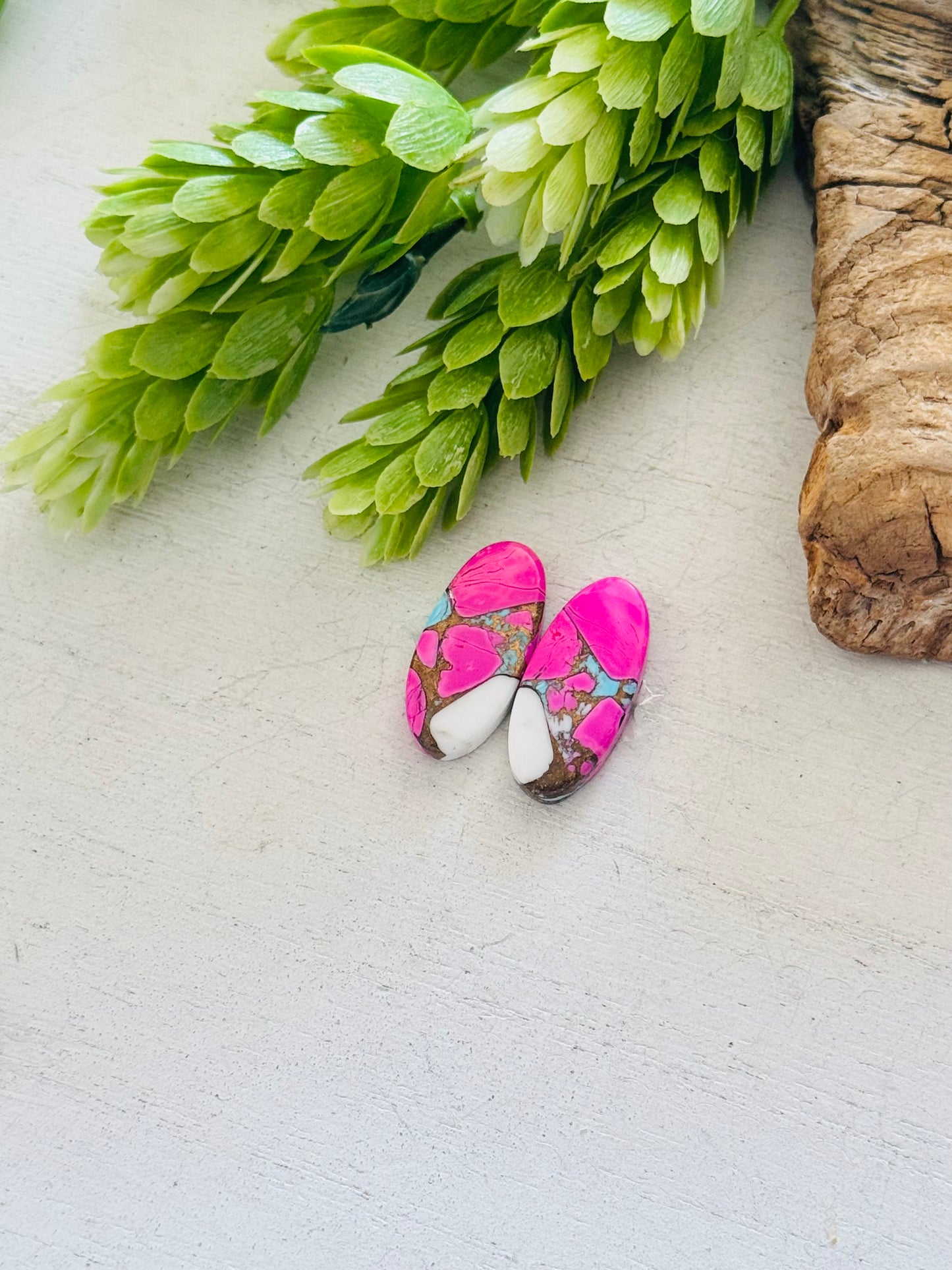 Cotton Candy Dahlia Composite Matching Earring Cabs