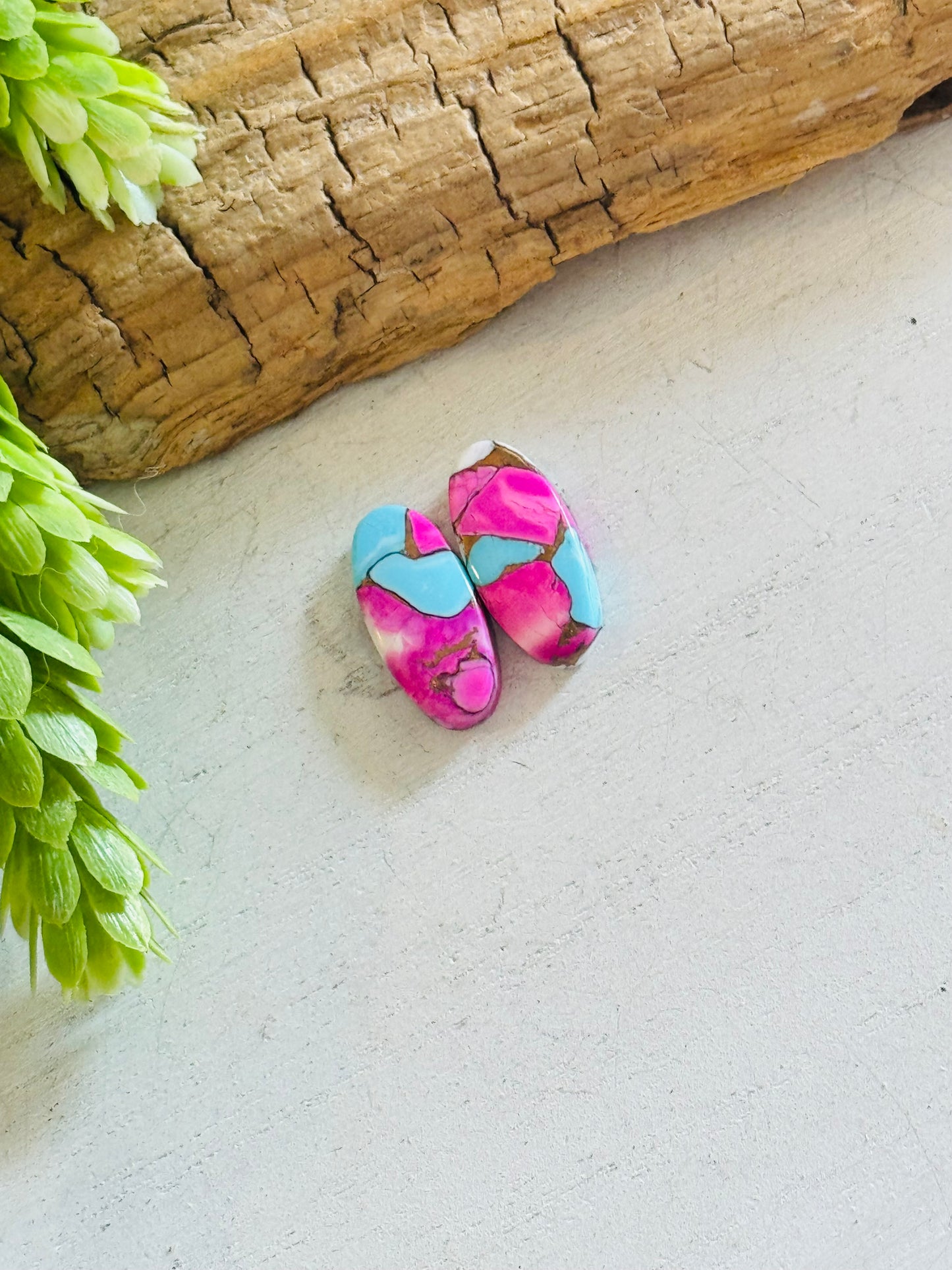 Cotton Candy Dahlia Composite Matching Earring Cabs