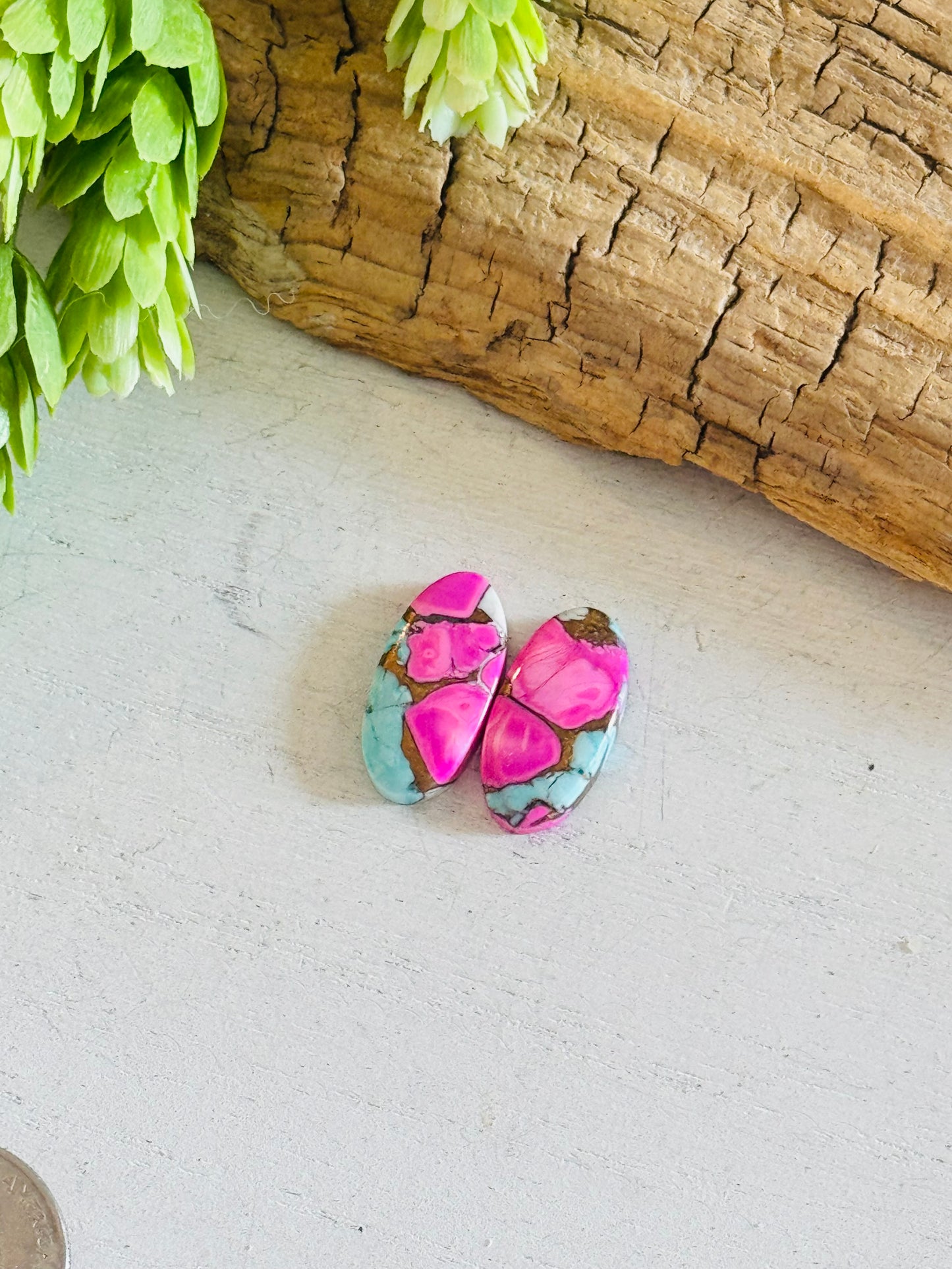 Cotton Candy Dahlia Composite Matching Earring Cabs