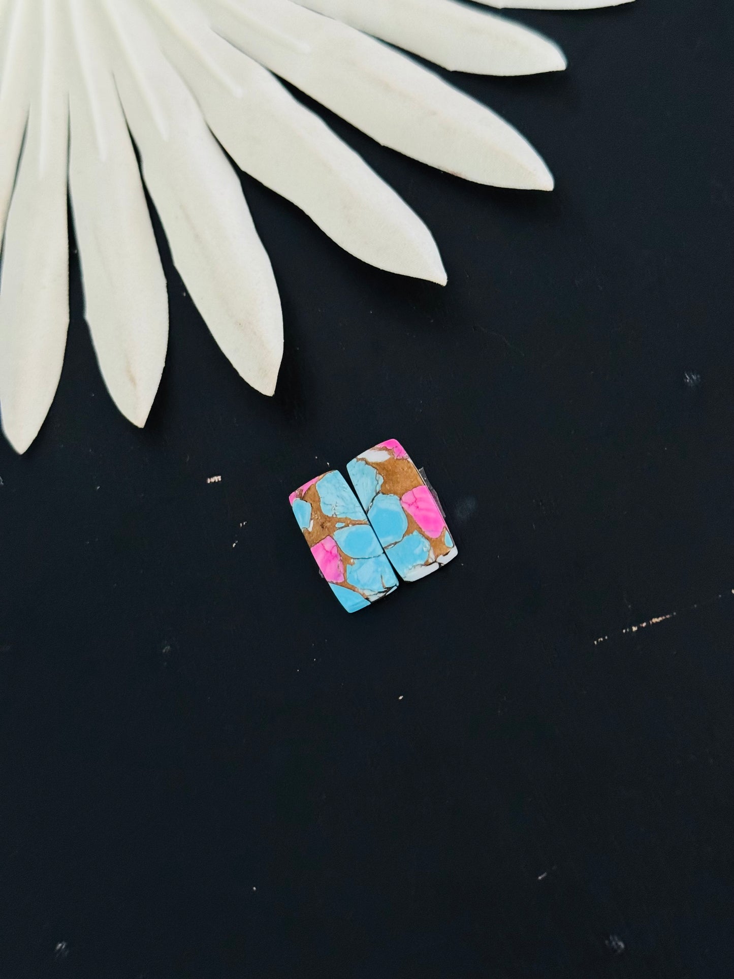 Cotton Candy Dahlia Composite Matching Earring Cabs
