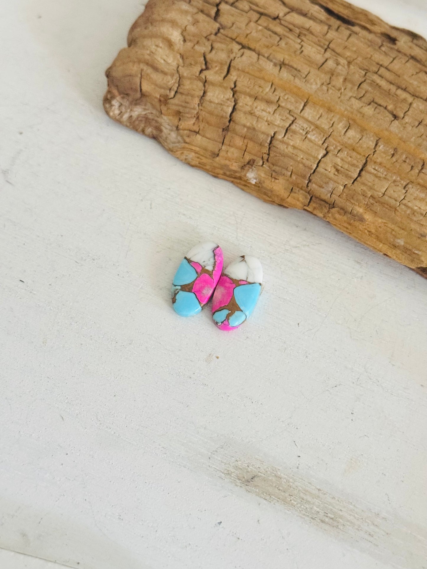 Cotton Candy Dahlia Composite Matching Earring Cabs