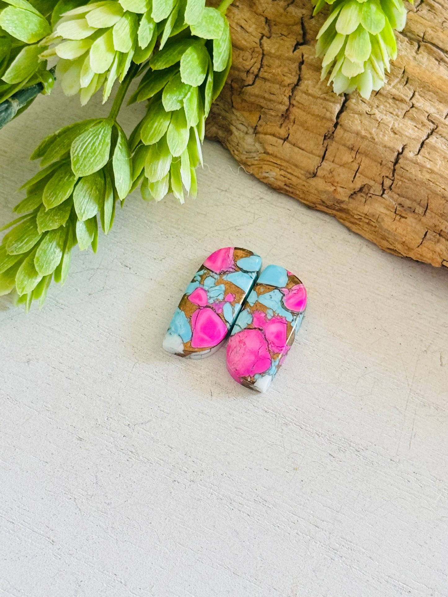 Cotton Candy Dahlia Composite Matching Earring Cabs