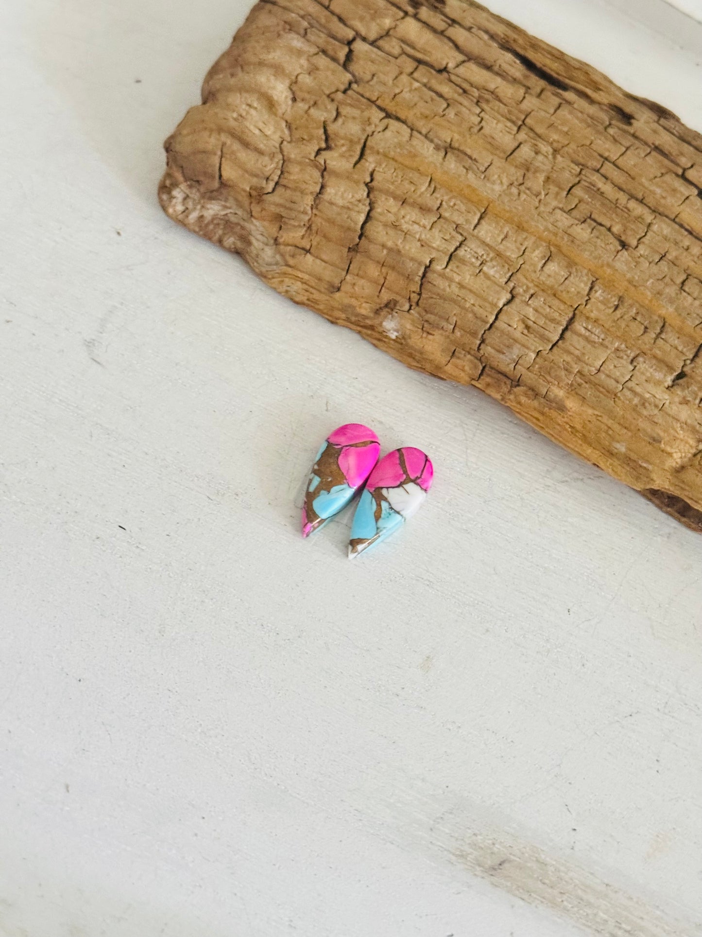 Cotton Candy Dahlia Composite Matching Earring Cabs