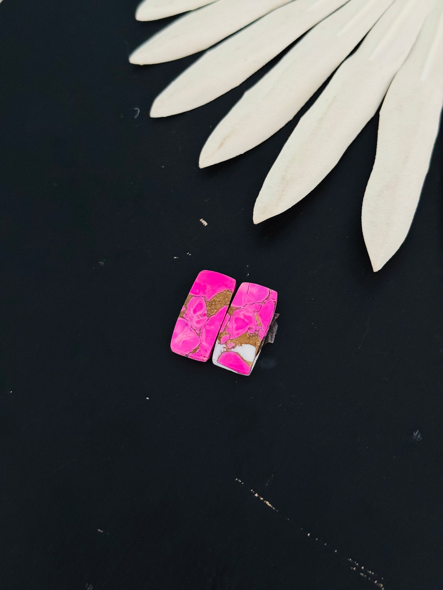 Cotton Candy Dahlia Composite Matching Earring Cabs