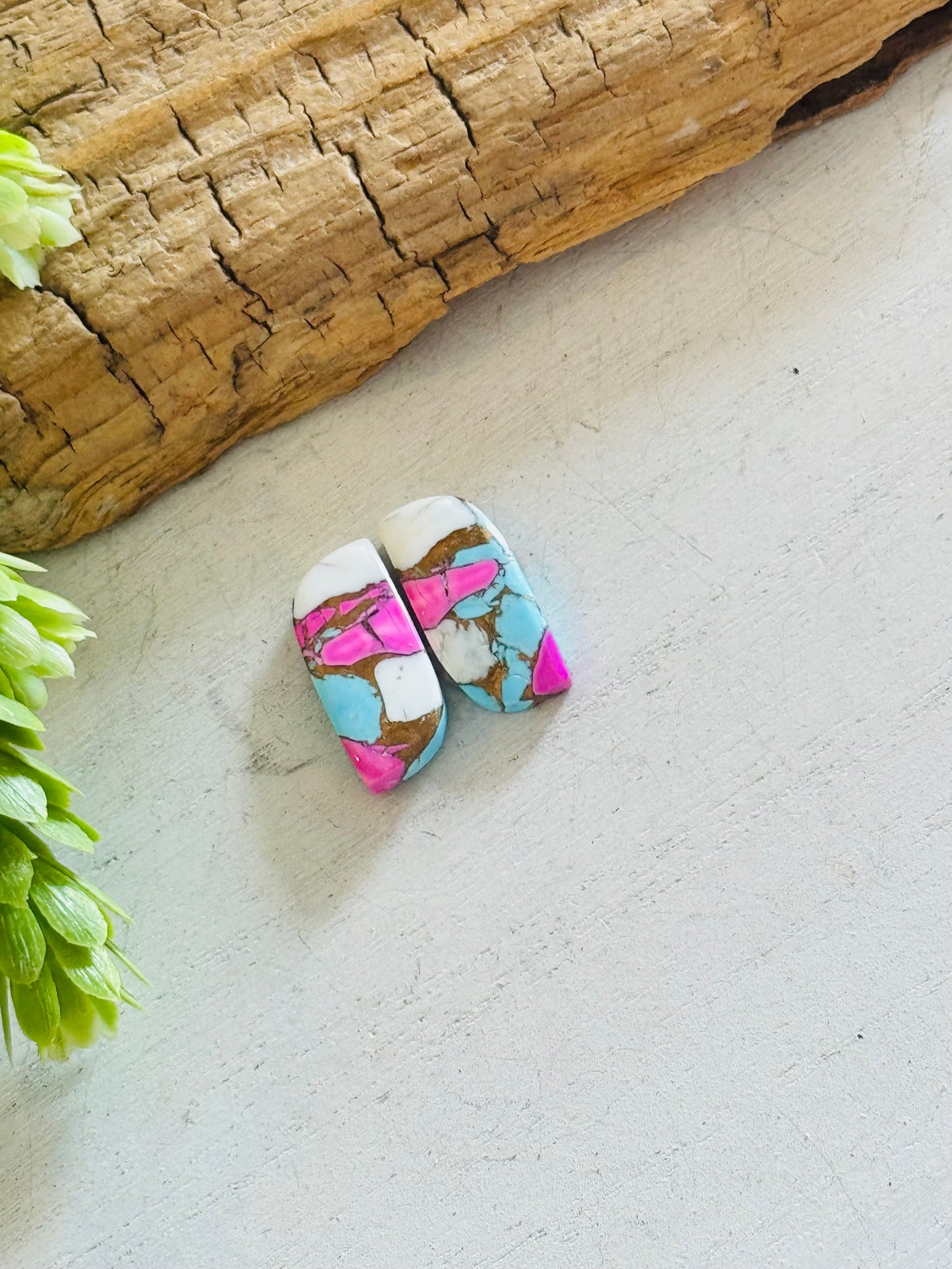 Cotton Candy Dahlia Composite Matching Earring Cabs