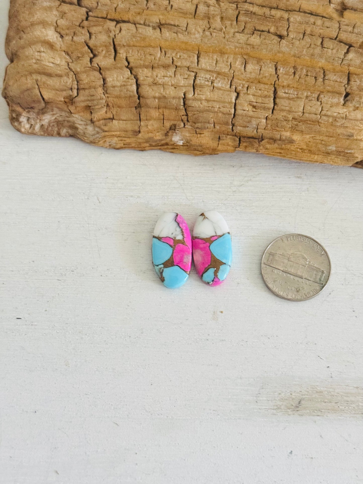 Cotton Candy Dahlia Composite Matching Earring Cabs