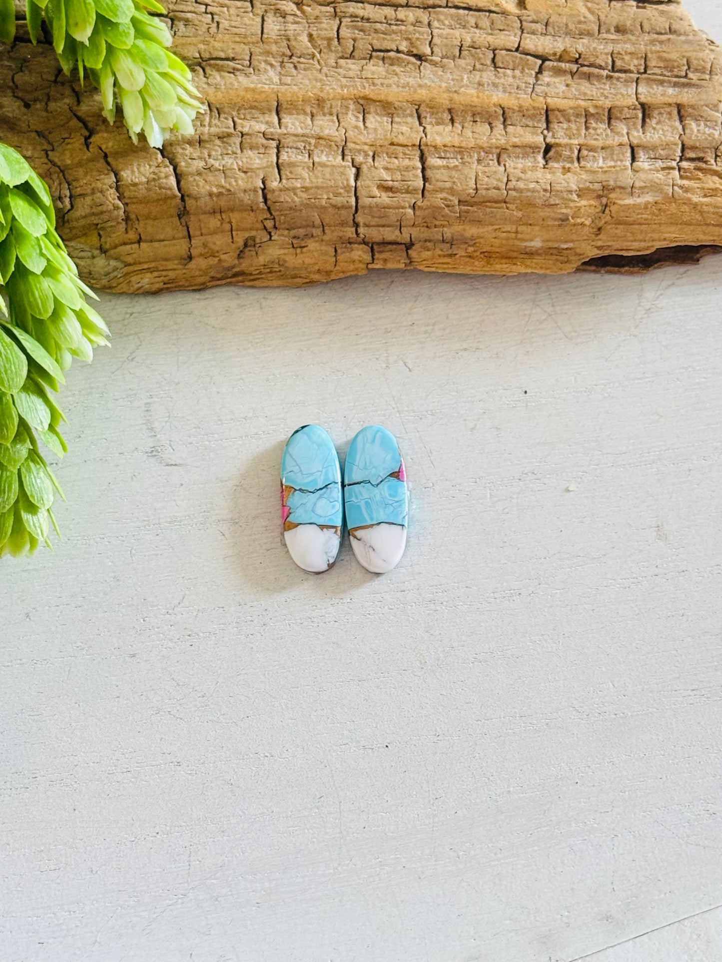 Cotton Candy Dahlia Composite Matching Earring Cabs