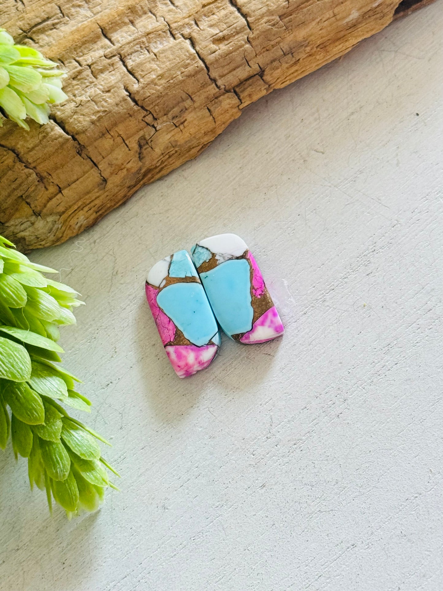 Cotton Candy Dahlia Composite Matching Earring Cabs