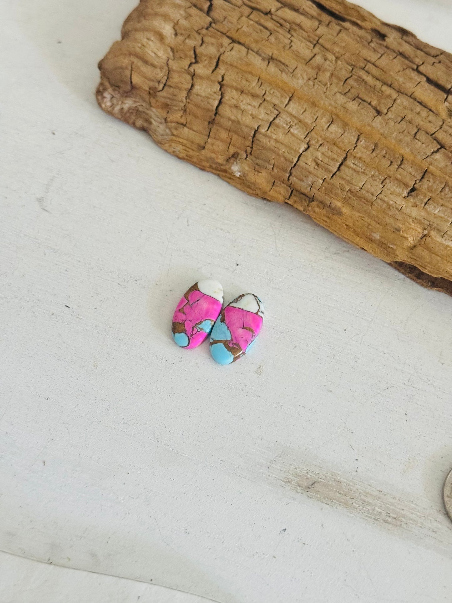 Cotton Candy Dahlia Composite Matching Earring Cabs