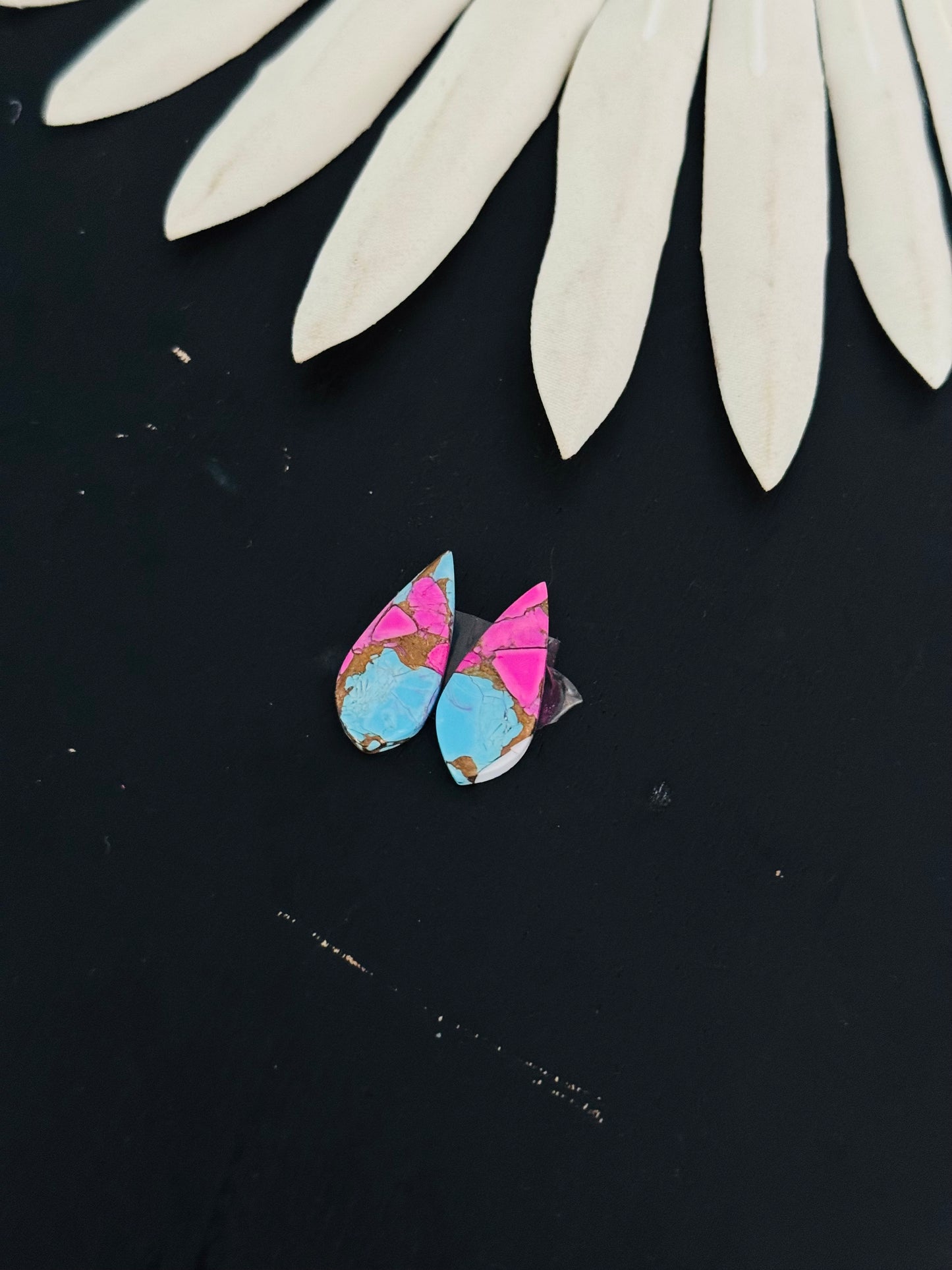 Cotton Candy Dahlia Composite Matching Earring Cabs