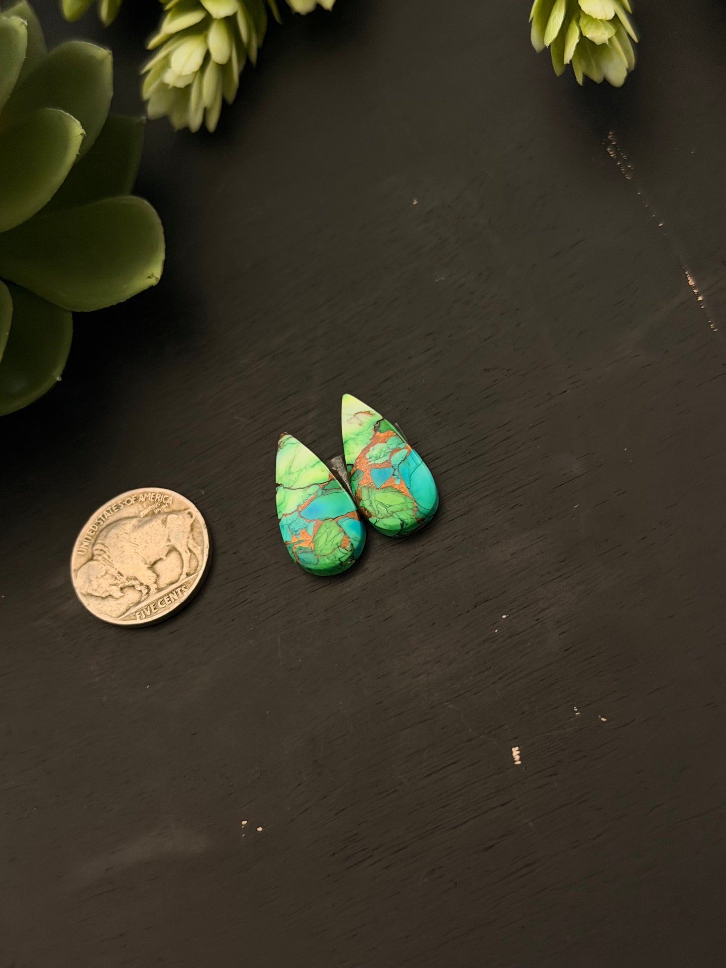 Peacock Dahlia Composite Earring Set