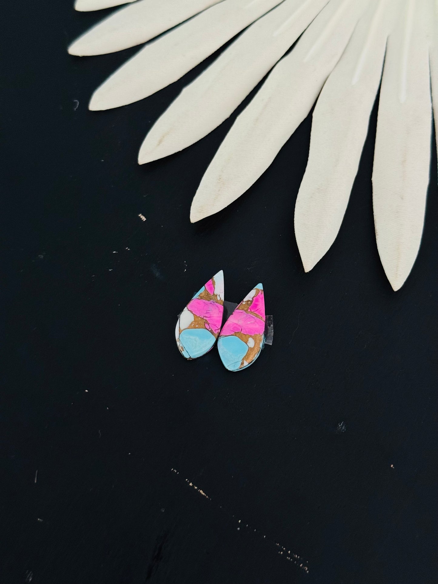 Cotton Candy Dahlia Composite Matching Earring Cabs
