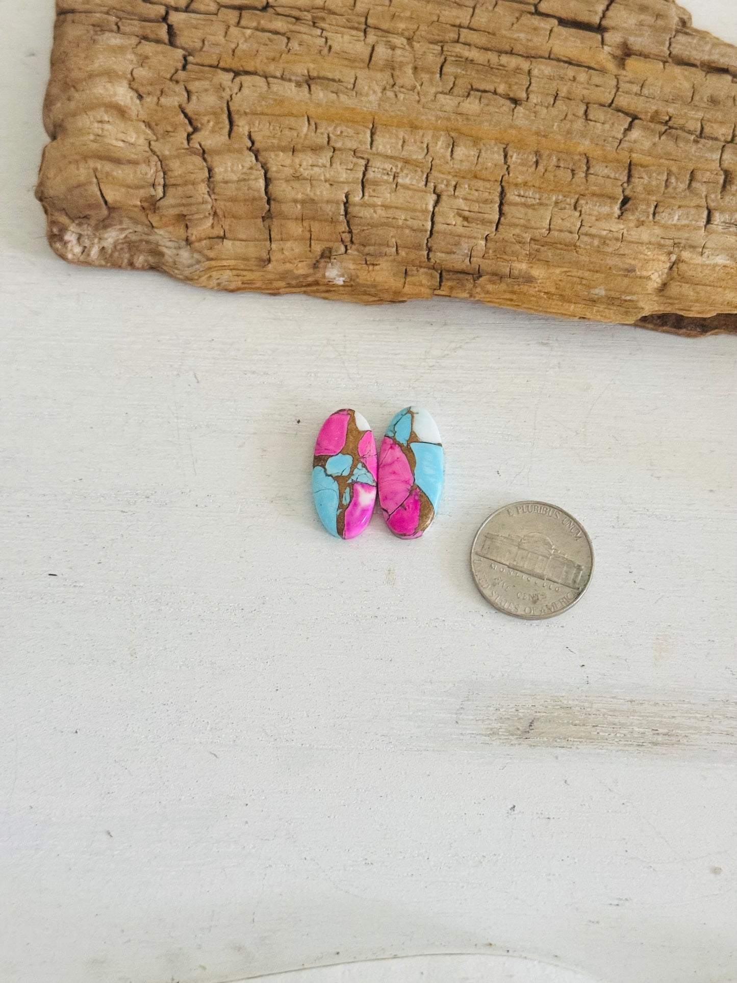 Cotton Candy Dahlia Composite Matching Earring Cabs
