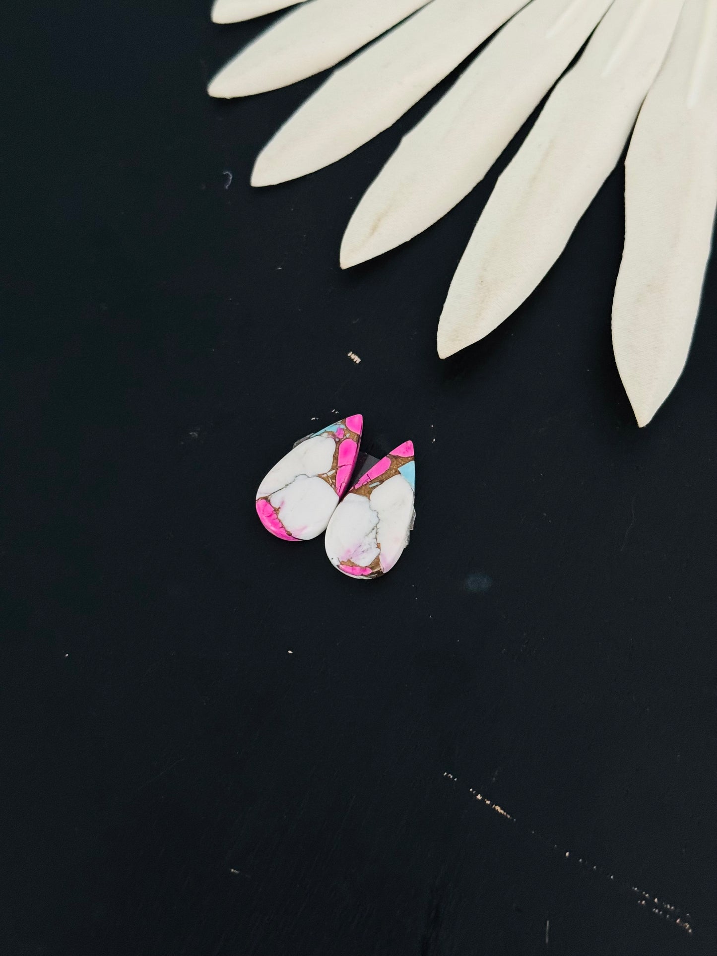 Cotton Candy Dahlia Composite Matching Earring Cabs