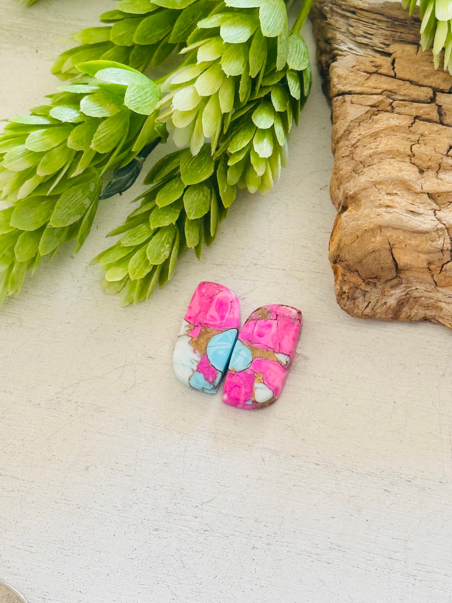 Cotton Candy Dahlia Composite Matching Earring Cabs