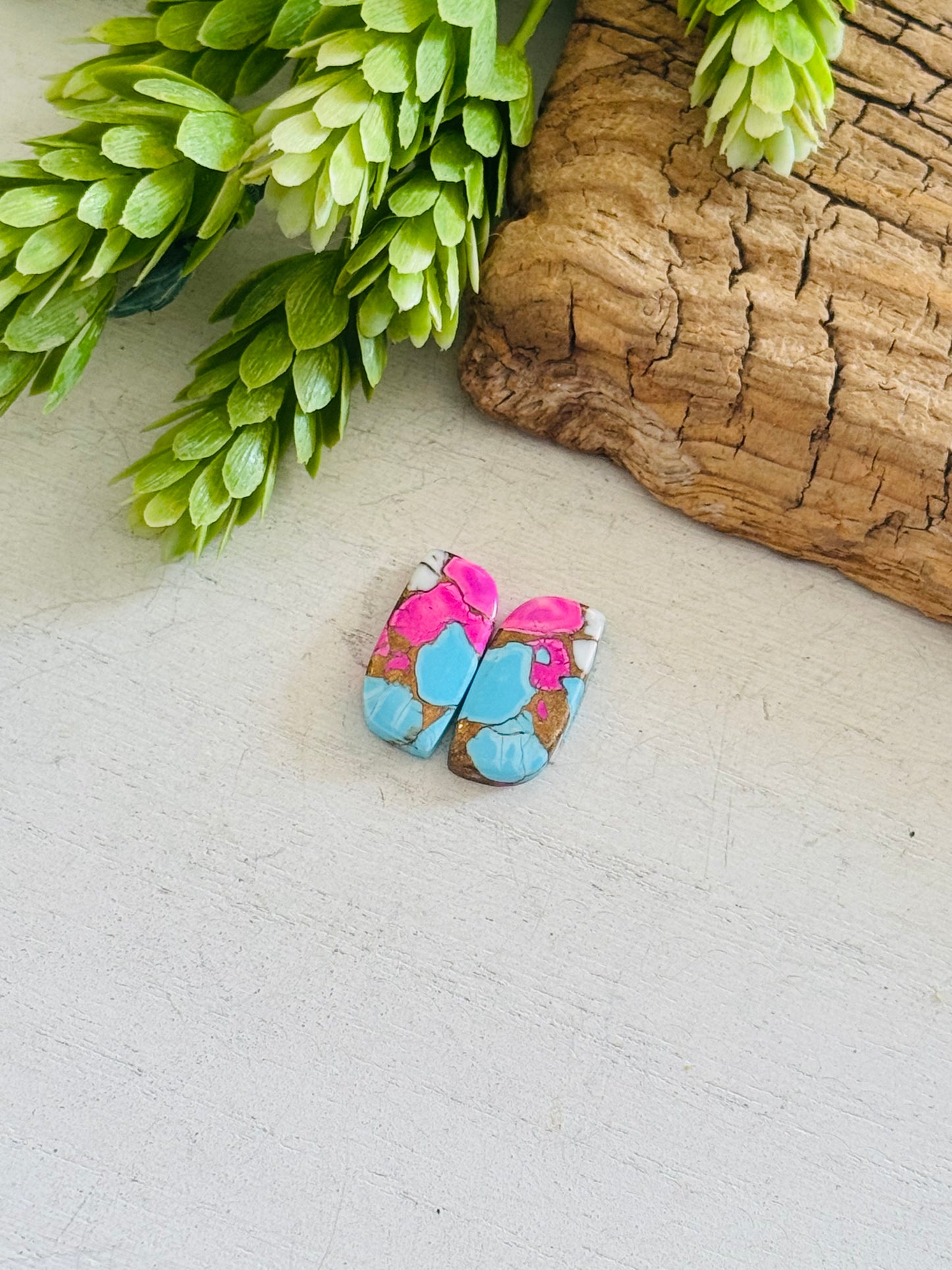Cotton Candy Dahlia Composite Matching Earring Cabs