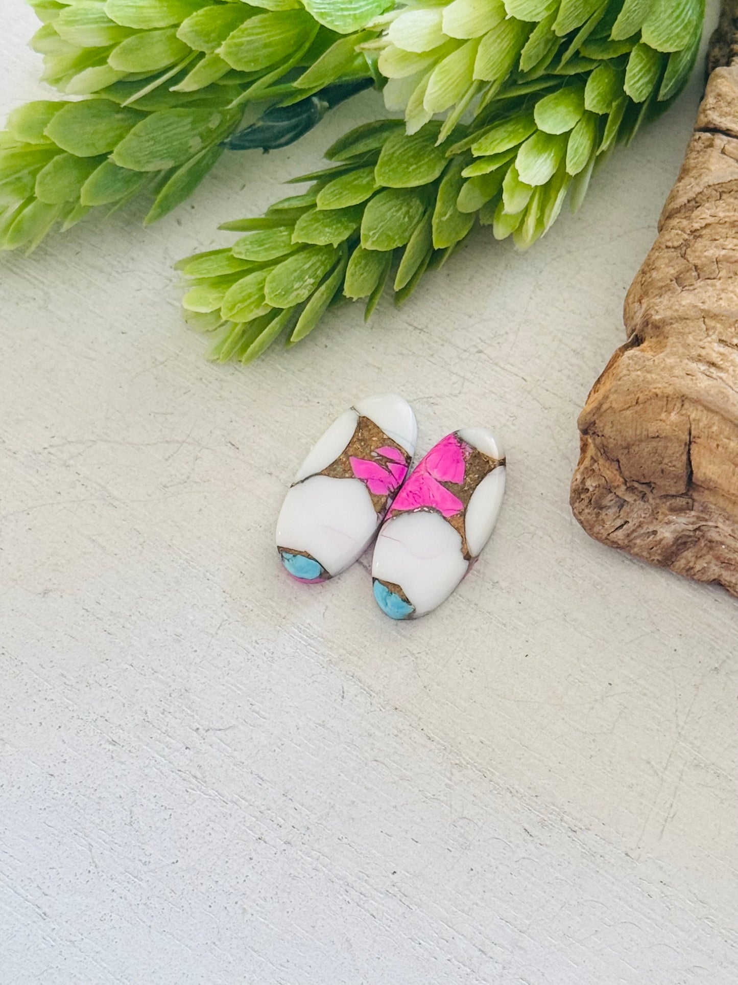 Cotton Candy Dahlia Composite Matching Earring Cabs