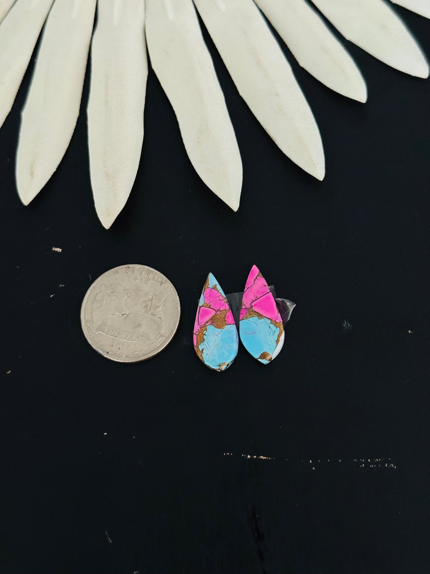 Cotton Candy Dahlia Composite Matching Earring Cabs