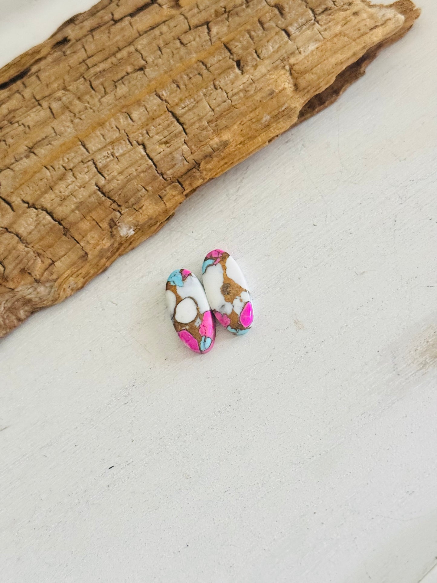 Cotton Candy Dahlia Composite Matching Earring Cabs