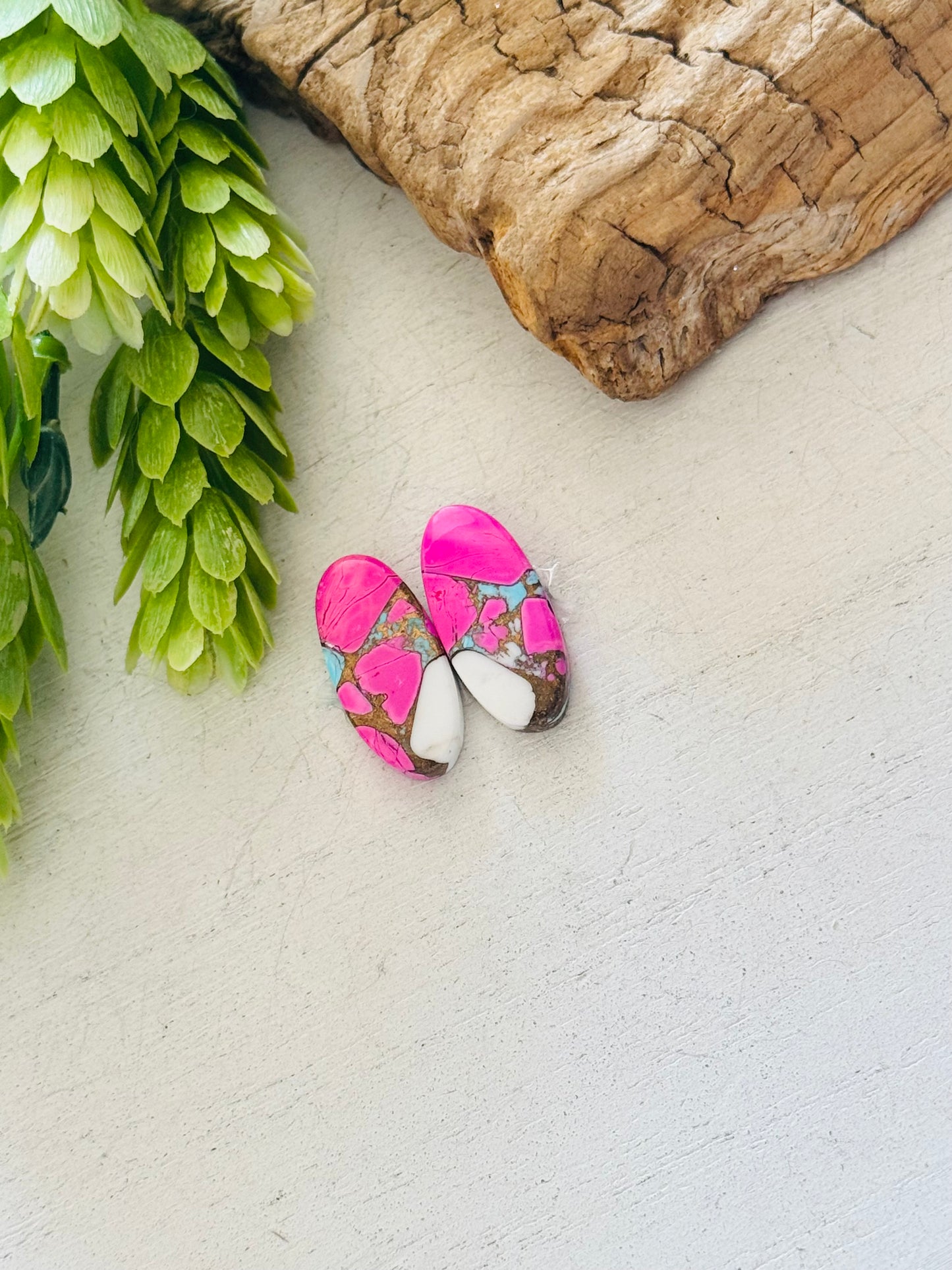 Cotton Candy Dahlia Composite Matching Earring Cabs