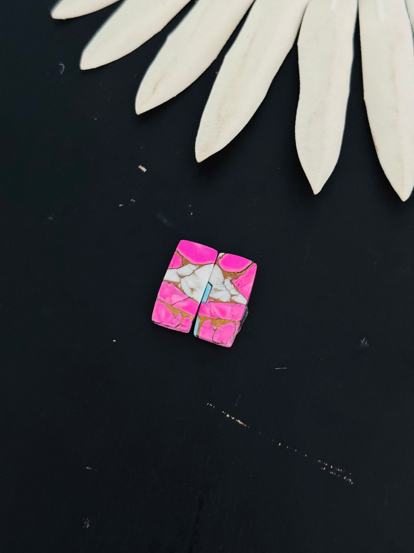 Cotton Candy Dahlia Composite Matching Earring Cabs
