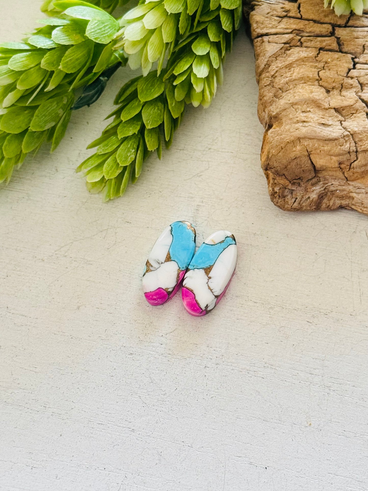Cotton Candy Dahlia Composite Matching Earring Cabs