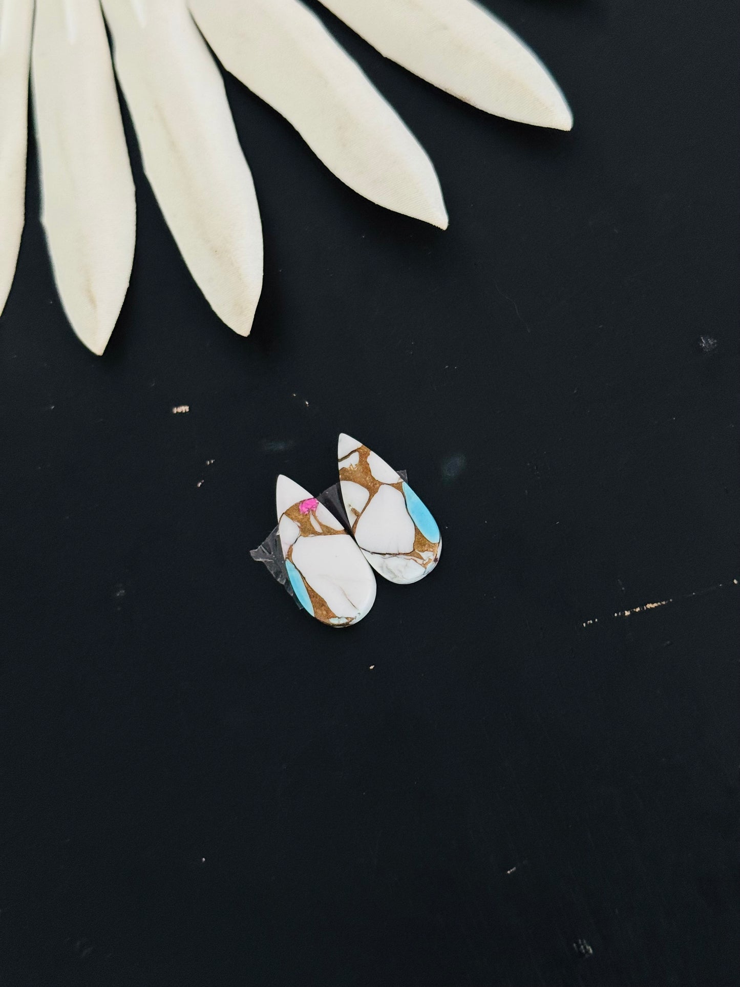 Cotton Candy Dahlia Composite Matching Earring Cabs