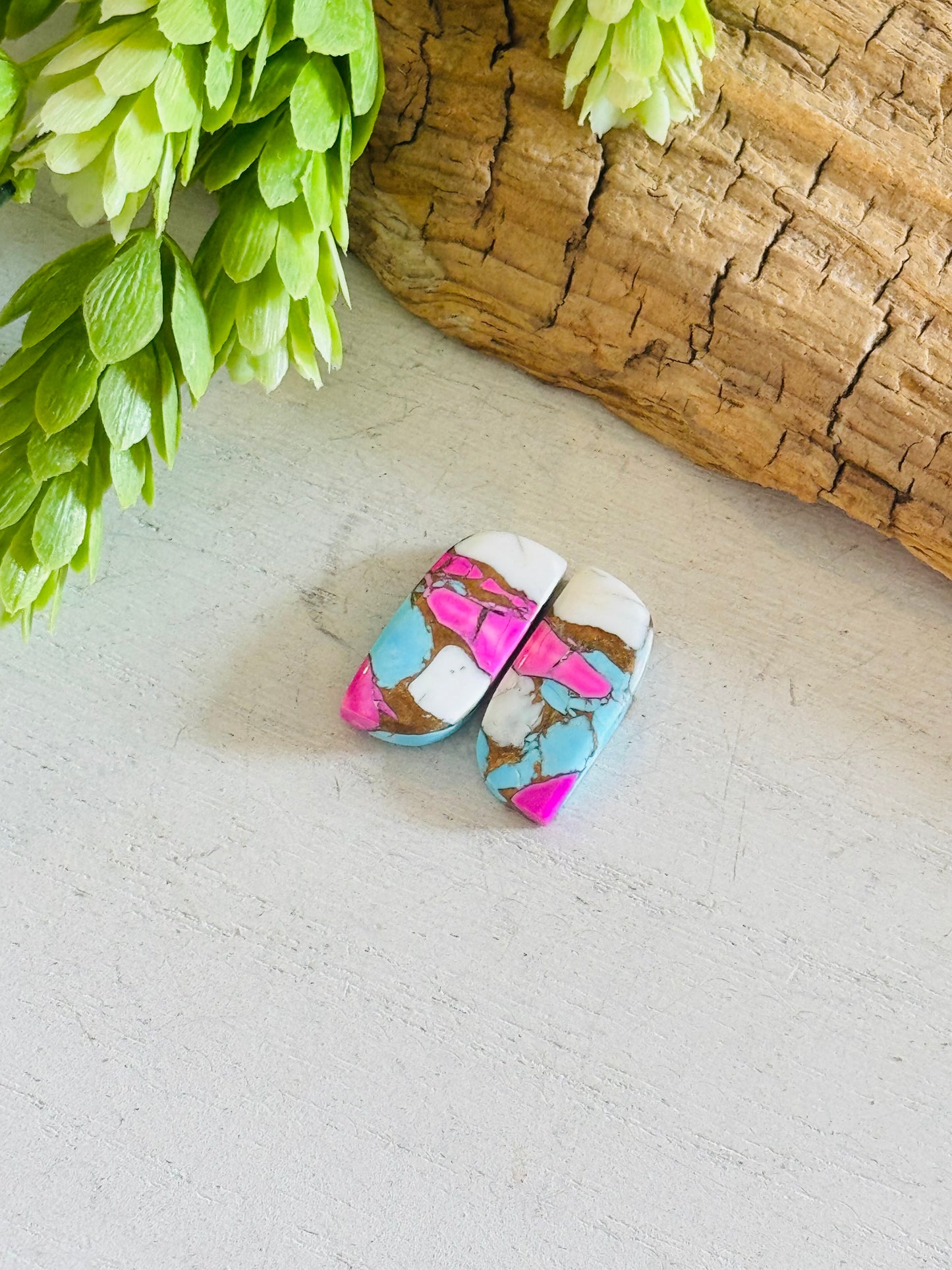Cotton Candy Dahlia Composite Matching Earring Cabs
