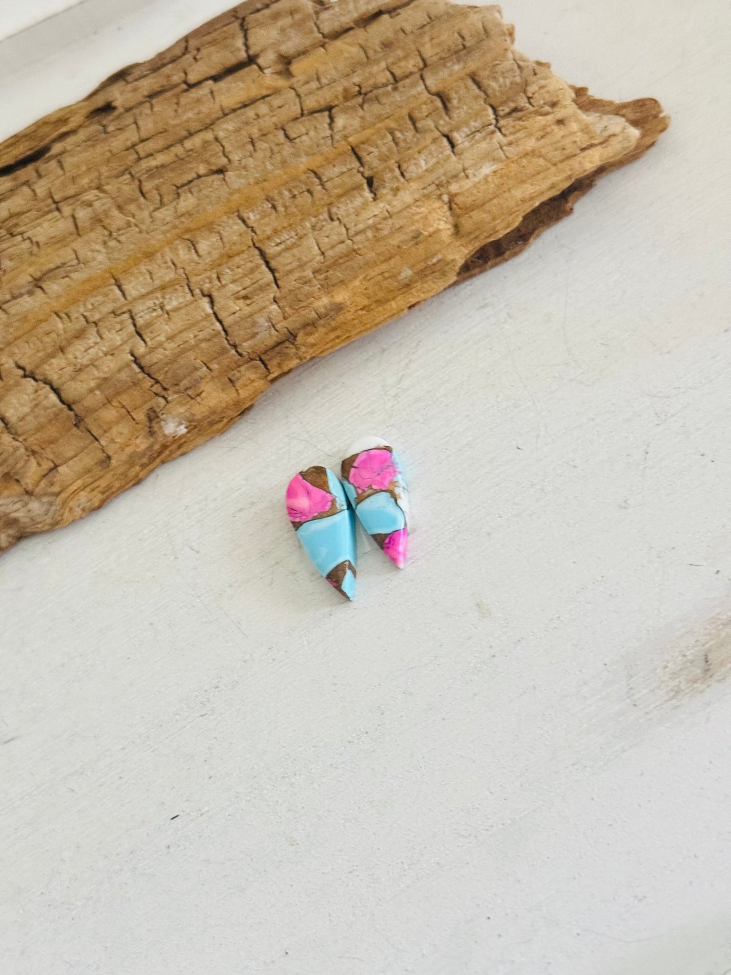 Cotton Candy Dahlia Composite Matching Earring Cabs