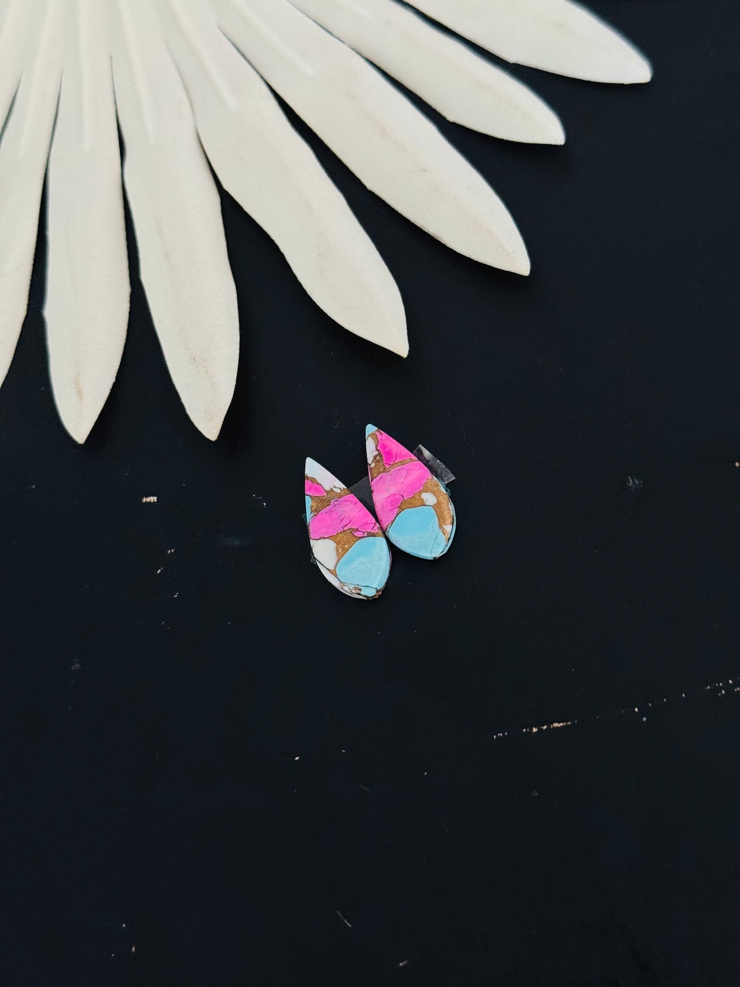 Cotton Candy Dahlia Composite Matching Earring Cabs