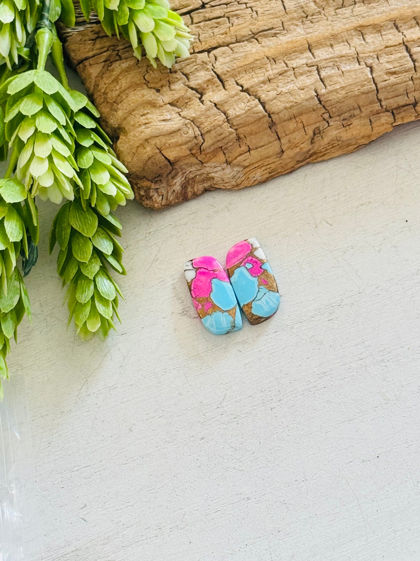 Cotton Candy Dahlia Composite Matching Earring Cabs