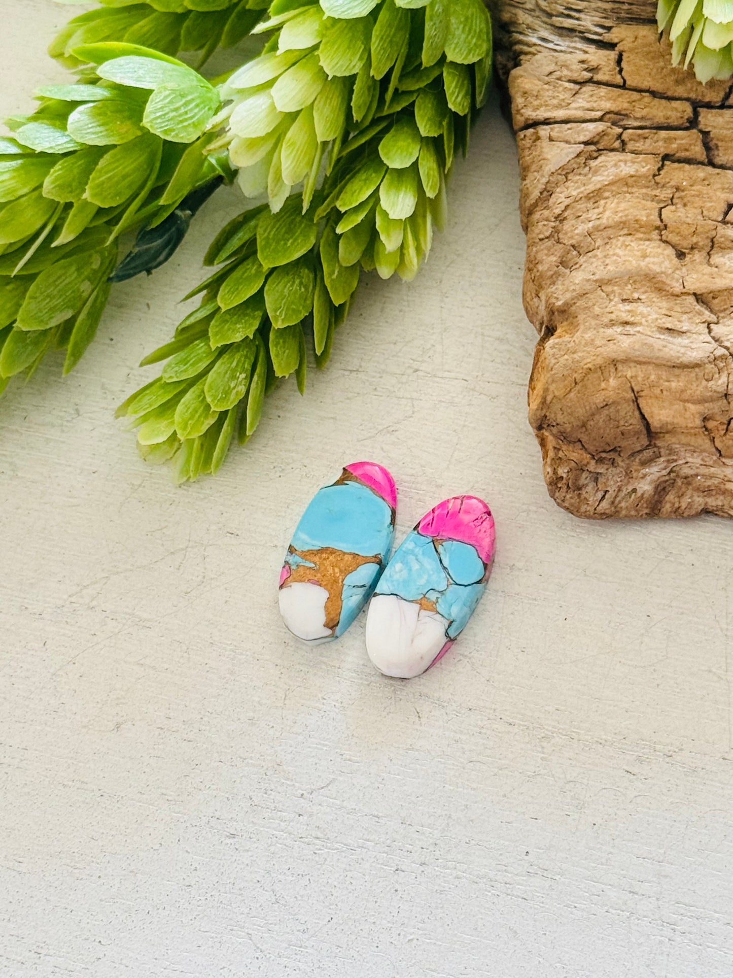Cotton Candy Dahlia Composite Matching Earring Cabs