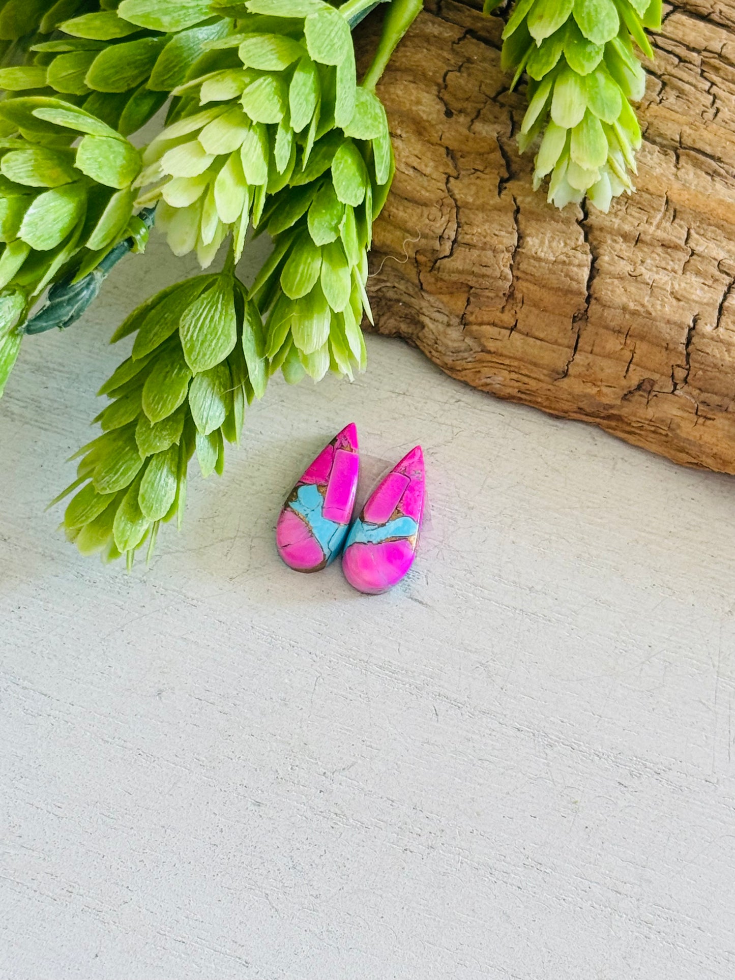Cotton Candy Dahlia Composite Matching Earring Cabs