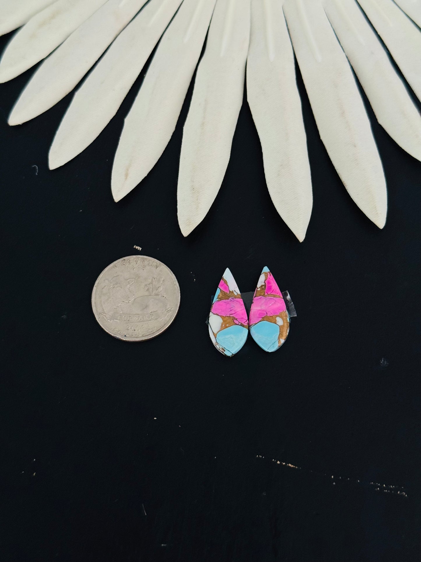 Cotton Candy Dahlia Composite Matching Earring Cabs