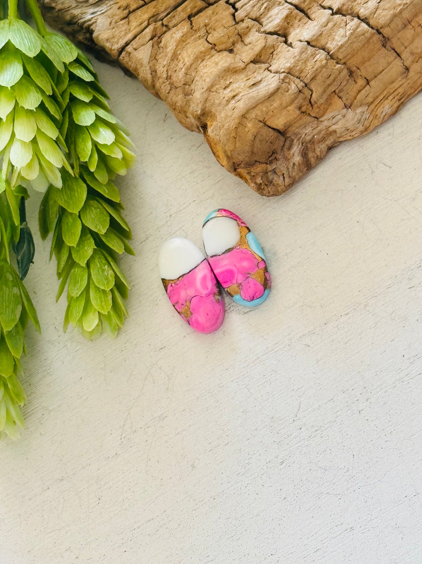 Cotton Candy Dahlia Composite Matching Earring Cabs