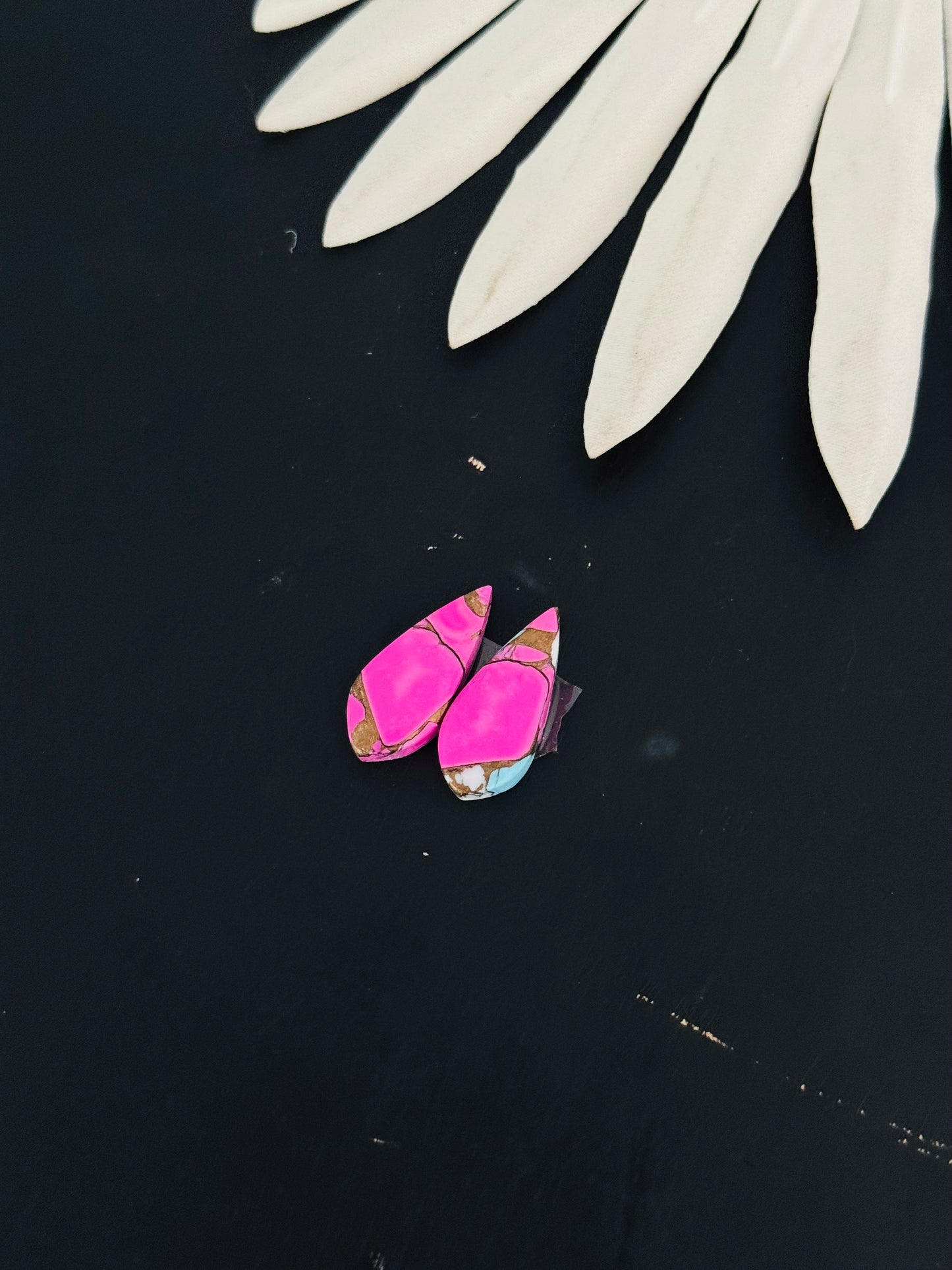 Cotton Candy Dahlia Composite Matching Earring Cabs